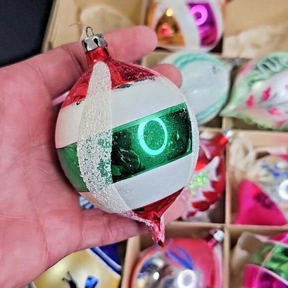 Poland Oblong Christmas Ornaments Baubles 11pcs Vintage Amazing Collection - Picture 3 of 16